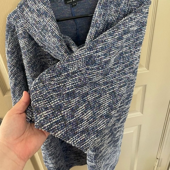 Lane Bryant 22/24 Cowl Neck Textured Sweater Blue Silver Metallic - Picture 4 of 8